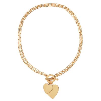 Collar de eslabones de cadena de corazón de oro Sweetheart DN2463C