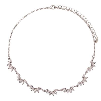 Kylie Rhodium Silver & Crystal Contemporary Floral Pendant