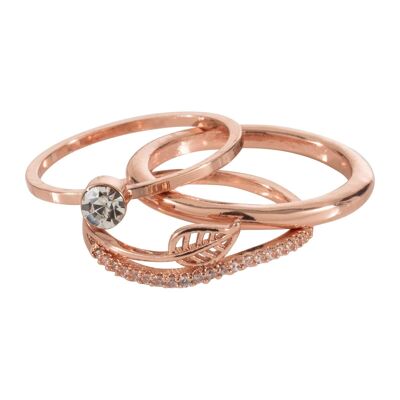 Set anello impilabile Emily placcato oro e foglia di cristallo DR0298A