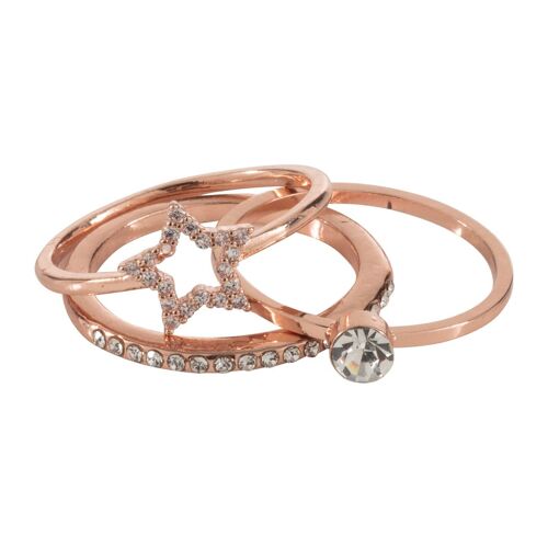 Emily Gold Plated & Crystal Star Stacking Ring Set DR0299C