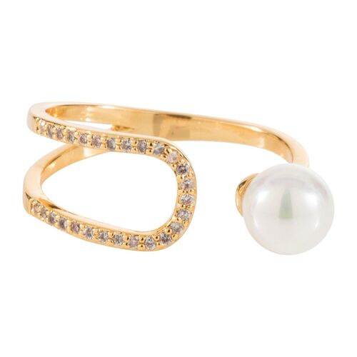 Audrey Gold Plated Ring - White Gold, Clear & White