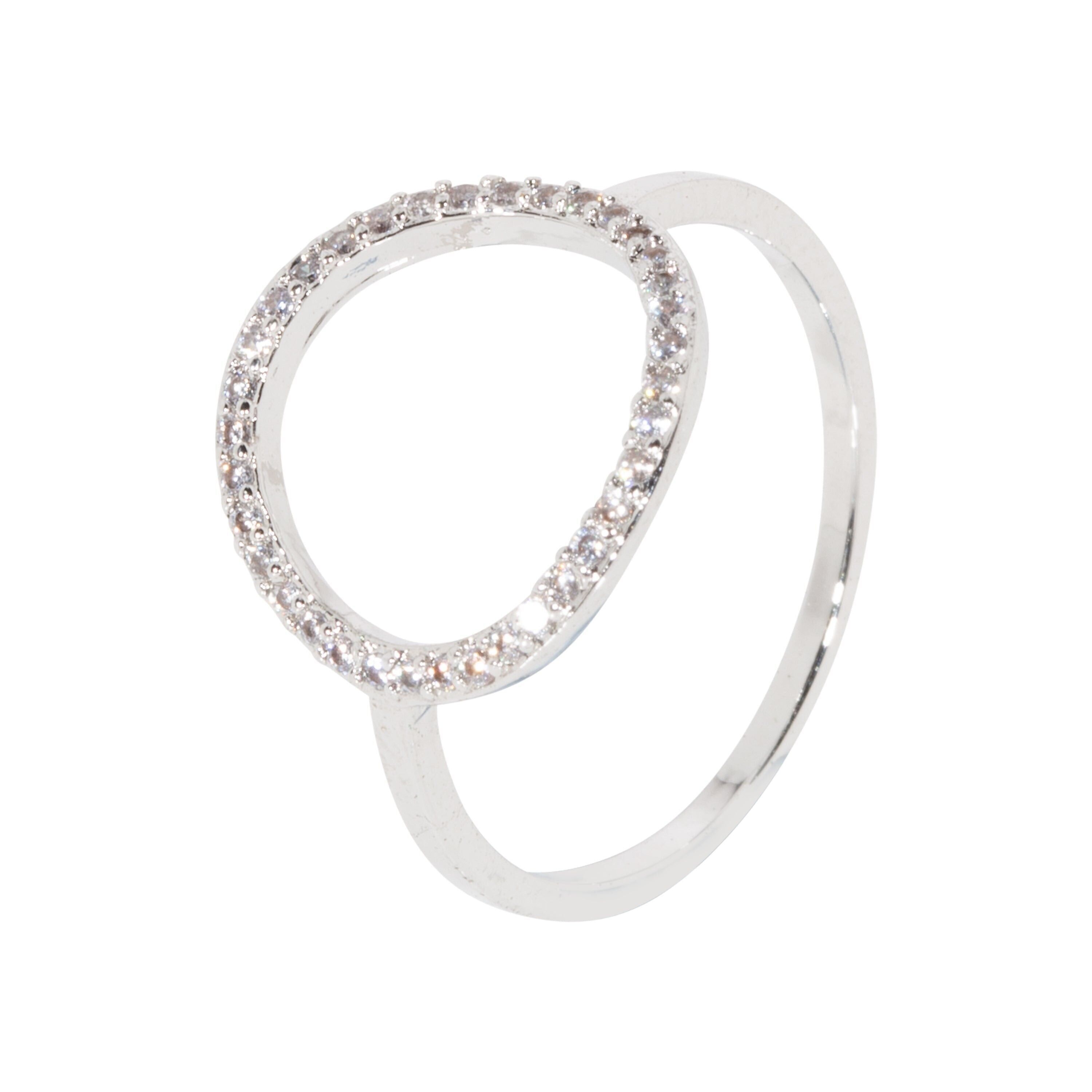 Geo Gold Plated & Cubic Zirconia Fixed Sizing Ring DR0368A