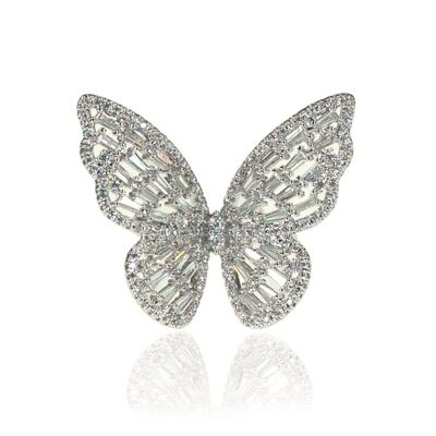 Cora White Gold Plated & Butterfly Fixed Sizing Ring