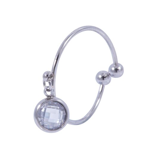 Keira White Gold Plated & Clear Crystal Adjustable Ring