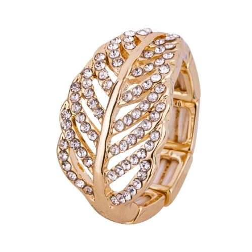 Cora Crystal Contemporary Leaf Elasticated Ring DR0397K