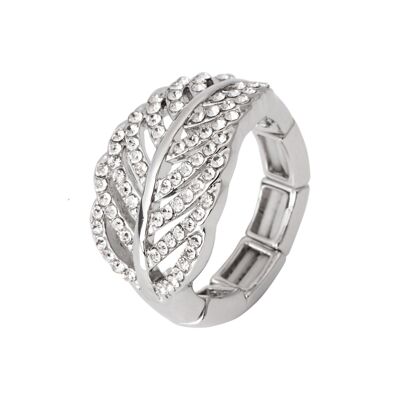 Cora Crystal Contemporain Bague Elastique Feuille DR0397S