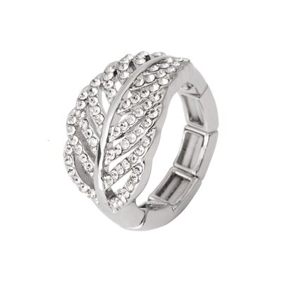 Cora Crystal Contemporary Leaf Elasticated Ring DR0397S