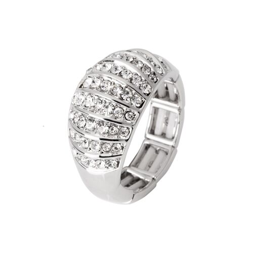 Kylie Clear Rhodium Silver Crystal Contemporary