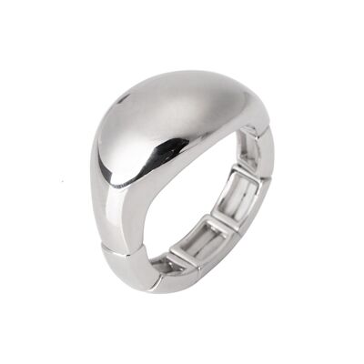 Bague contemporaine et élastiquée en argent rhodié éternel