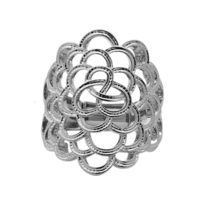 Rani Rhodium Silver Contemporary & Elasticated Ring