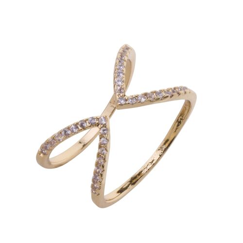 Kylie Gold Plated & Cubic Zirconia Fixed Sizing Rings DR0418A