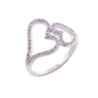 Kylie Cubic Zirconia Heart Fixed Sizing Rings DR0423B