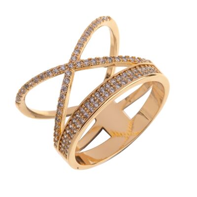 Anillos de tamaño fijo de circonita cúbica y chapados en oro Kylie DR0426A