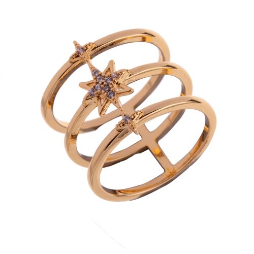 Kylie Gold Plated & Cubic Zirconia Fixed Sizing Rings DR0428A