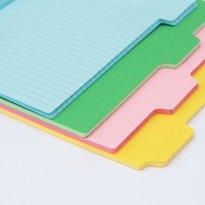 SET DE 4 CARNETS À ONGLETS COLORÉS