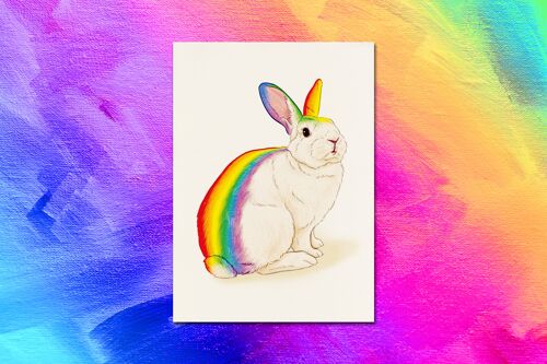 Postkarte "Regenbogen Kaninchen"