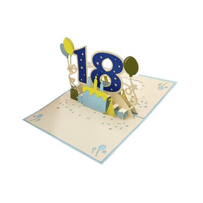 Pop-up 3D bleu de 18 ans