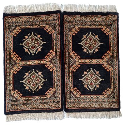 Bokhara Handknotted Black Eel Woolen Mat