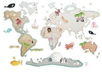 CARTE DU MONDE XL ANIMAUX 2