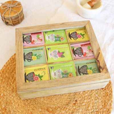 Caja de té x9 en madera de mango