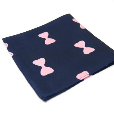 Navy and Pink Silk Pocket Square