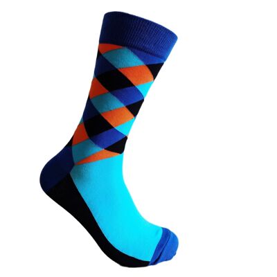 Blue, Orange and Black Socks