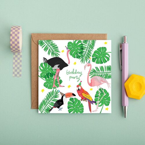 Tropical Bird Party | Birthday Party Greeting Card