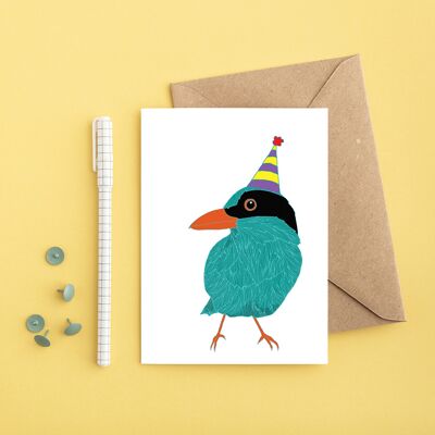 Green Magpie Birthday Card | Celebration Greeting Card