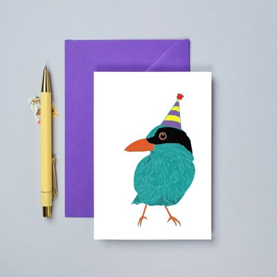Green Magpie Birthday Card