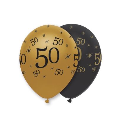 Schwarz und Gold 50 Latexballons mit Perlglanz-Rundumdruck