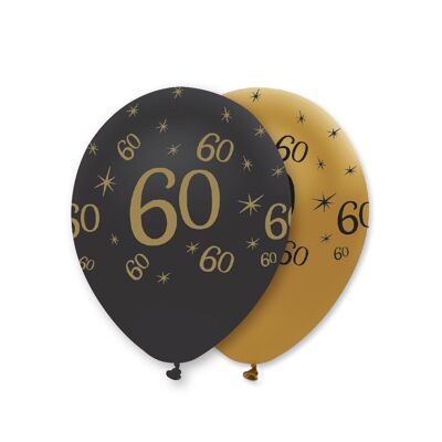 Schwarz und Gold 60 Latexballons mit Perlglanz-Rundumdruck