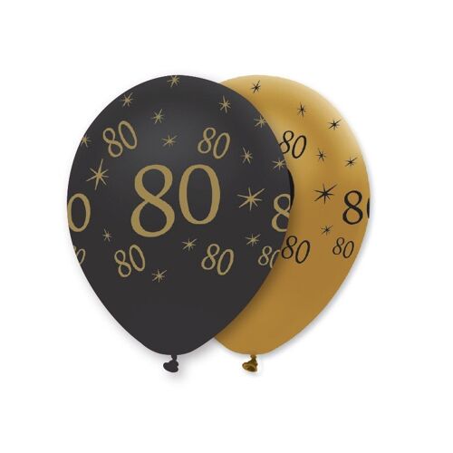 Black and Gold 80 Latex Balloons Pearlescent All Round Print