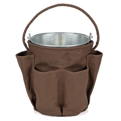 13L Galva Bucket + Bucket Bag Bestickte Baumwolle Braun La Cordeline