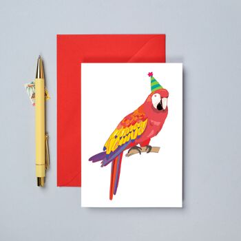 Carte d'anniversaire perroquet | Carte de voeux de célébration | Tropical 1