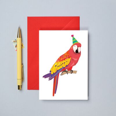 Biglietto di auguri per il compleanno del pappagallo | Biglietto di auguri per la celebrazione | Tropicale