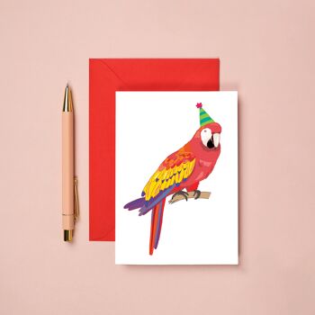 Carte d'anniversaire perroquet | Carte de voeux de célébration | Tropical 2