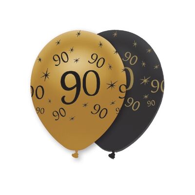 Schwarz und Gold 90 Latexballons mit Perlglanz-Rundumdruck
