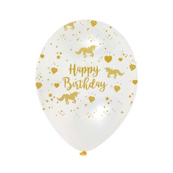 Ballons en latex étincelants de licorne Crystal Clear All Round Print