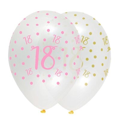 Pink Chic Age 18 Latex Balloons Crystal Clear ARP