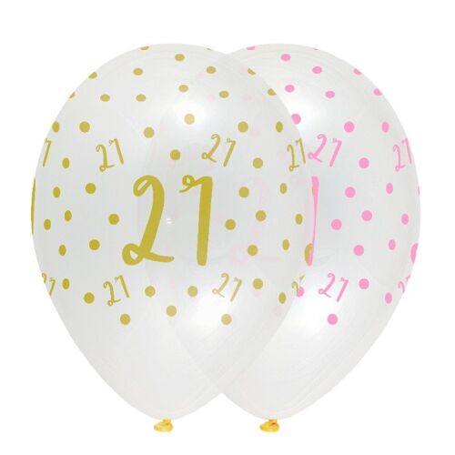 Pink Chic Age 21 Latex Balloons Crystal Clear ARP
