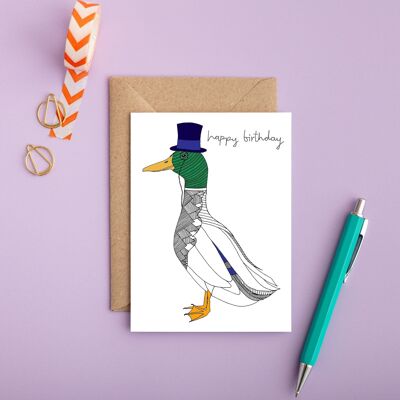 Carte d'anniversaire canard colvert | Carte d'anniversaire masculine | Carte papa