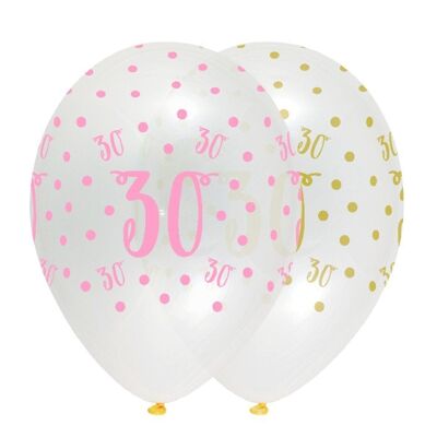 Pink Chic Age 30 Latex Balloons Crystal Clear ARP