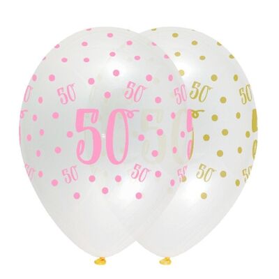 Pink Chic Age 50 Latex Balloons Crystal Clear ARP