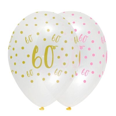 Pink Chic Age 60 Latex Balloons Crystal Clear ARP