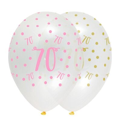 Globos Latex Pink Chic Age 70 Crystal Clear ARP