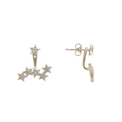 Starburst Two-Way Earrings - White gold plated