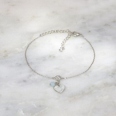 Birthstone Heart Charm Bracelet - Rose gold plated - No charm - No charm chain