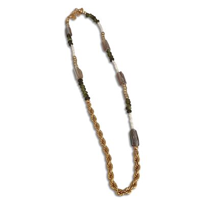 Multi beads with chain necklace