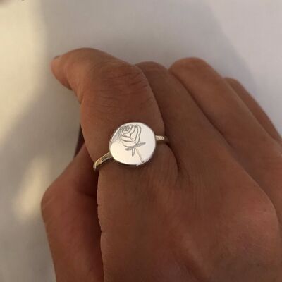 DOR X CHLOEHALL Birth Flower Ring Silver - Medium - single flower