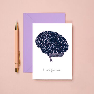 Cartolina d'auguri del cervello | Carta di anniversario | Tessera per l'esame
